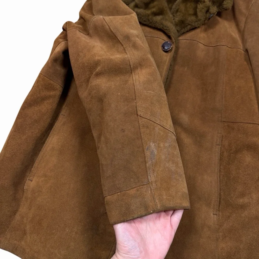 Vintage Silton California‎ Coat Suede Leather Jacket Fur Lined Men's Size 46